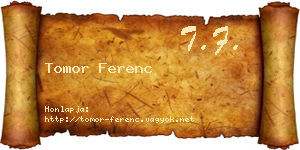 Tomor Ferenc névjegykártya